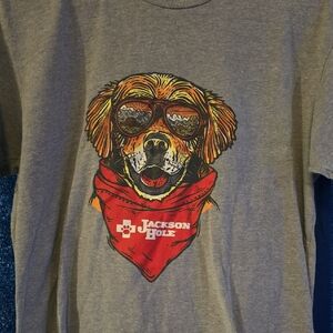 Jackson Hole Hospital Dog Graphic Tee - Grey with Red Bandana